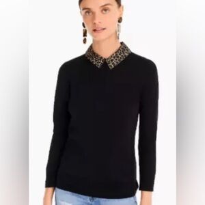 J.Crew Tippi sweater with leopard collar